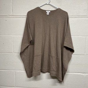 J Jill Poncho Pullover Sweater Brown Pockets Size XS Small Pima Cotton Blend